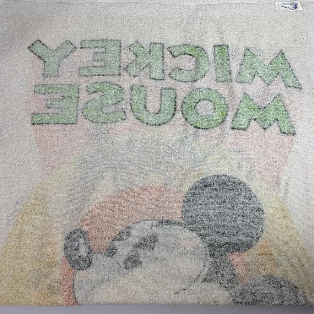 Vintage 80s 90s Mickey Mouse Beach Towel Walt Disney Disneyland Franco